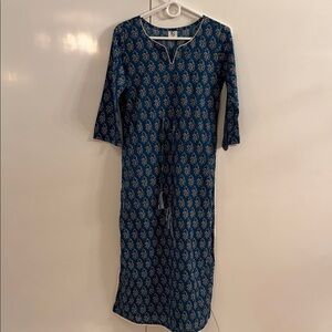 Elegant Blue Patterned Dress